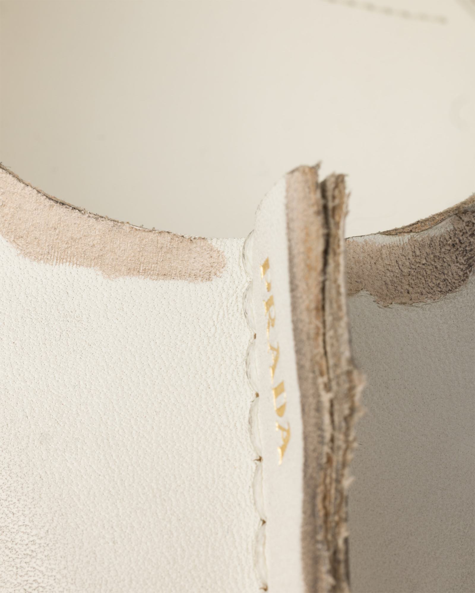 Prada Antiqued Leather Pumps In White