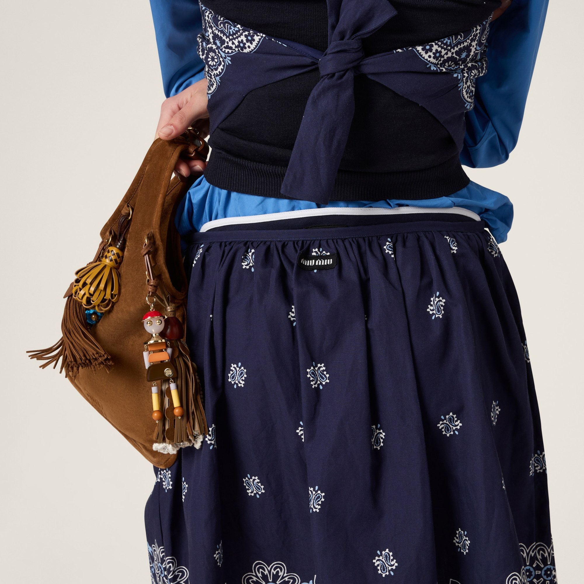 Miu Miu Cornflower Print Slubbed Poplin Skirt