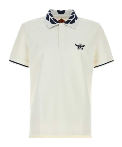 Mcm Logo-embroidered Polo Shirt In White