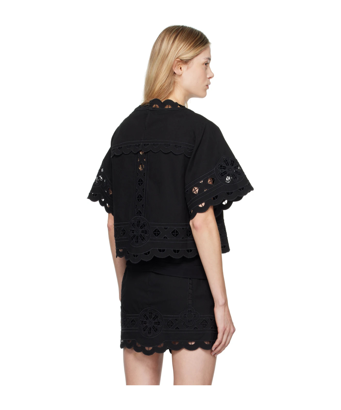 Isabel Marant Parissa Embroidered Cutwork Top In Black