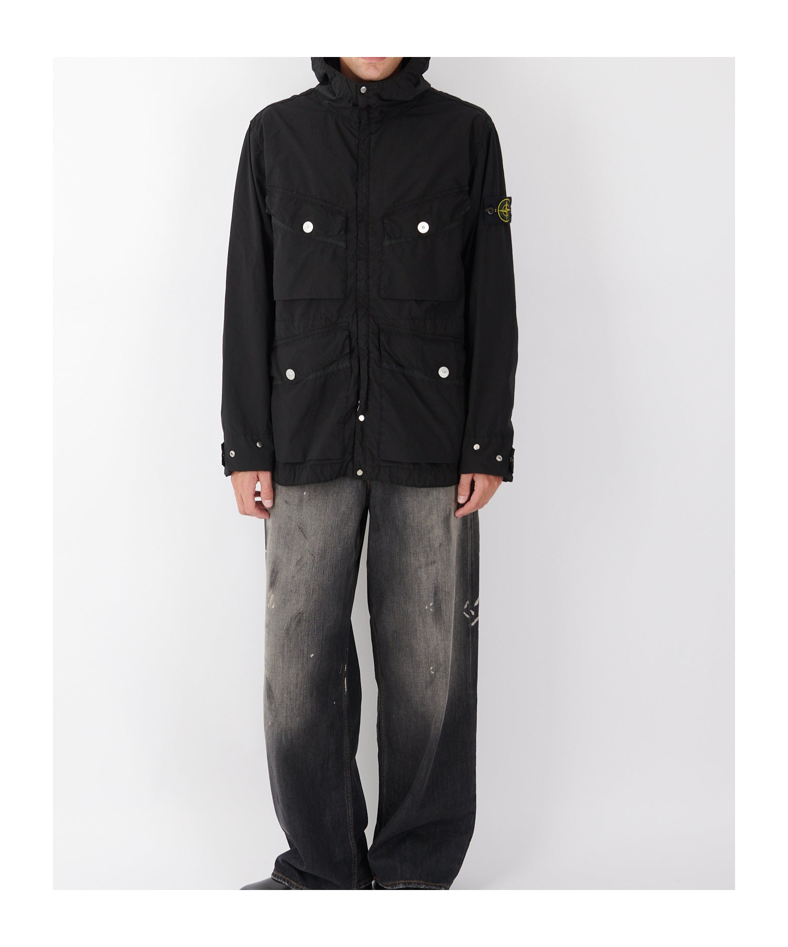 Stone Island Light Compact Touch Poly-tc Jacket Black In Black
