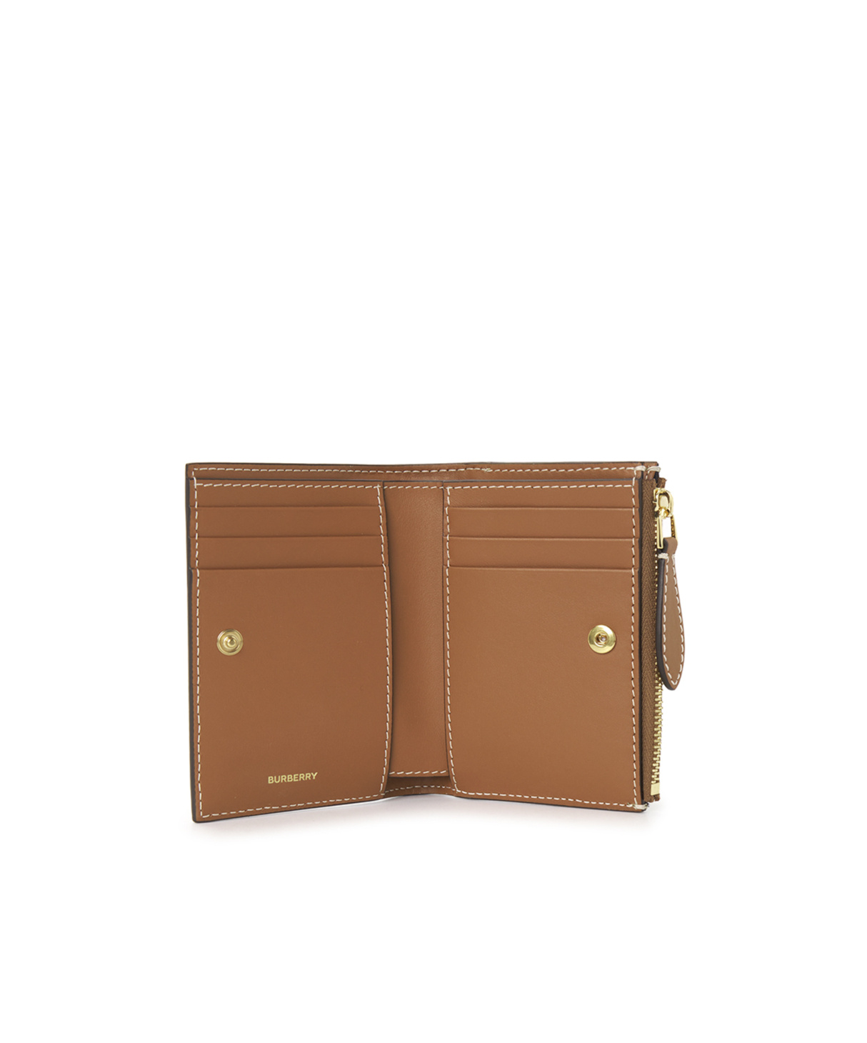 Shop Burberry Checkered Wallet In Nude