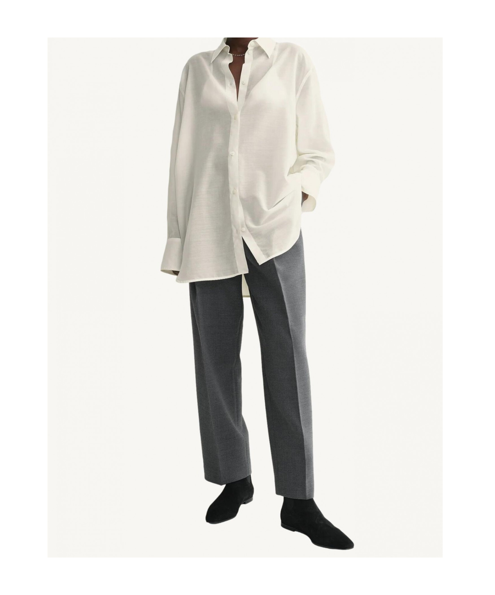 Totême Long-sleeved Wool Shirt In White