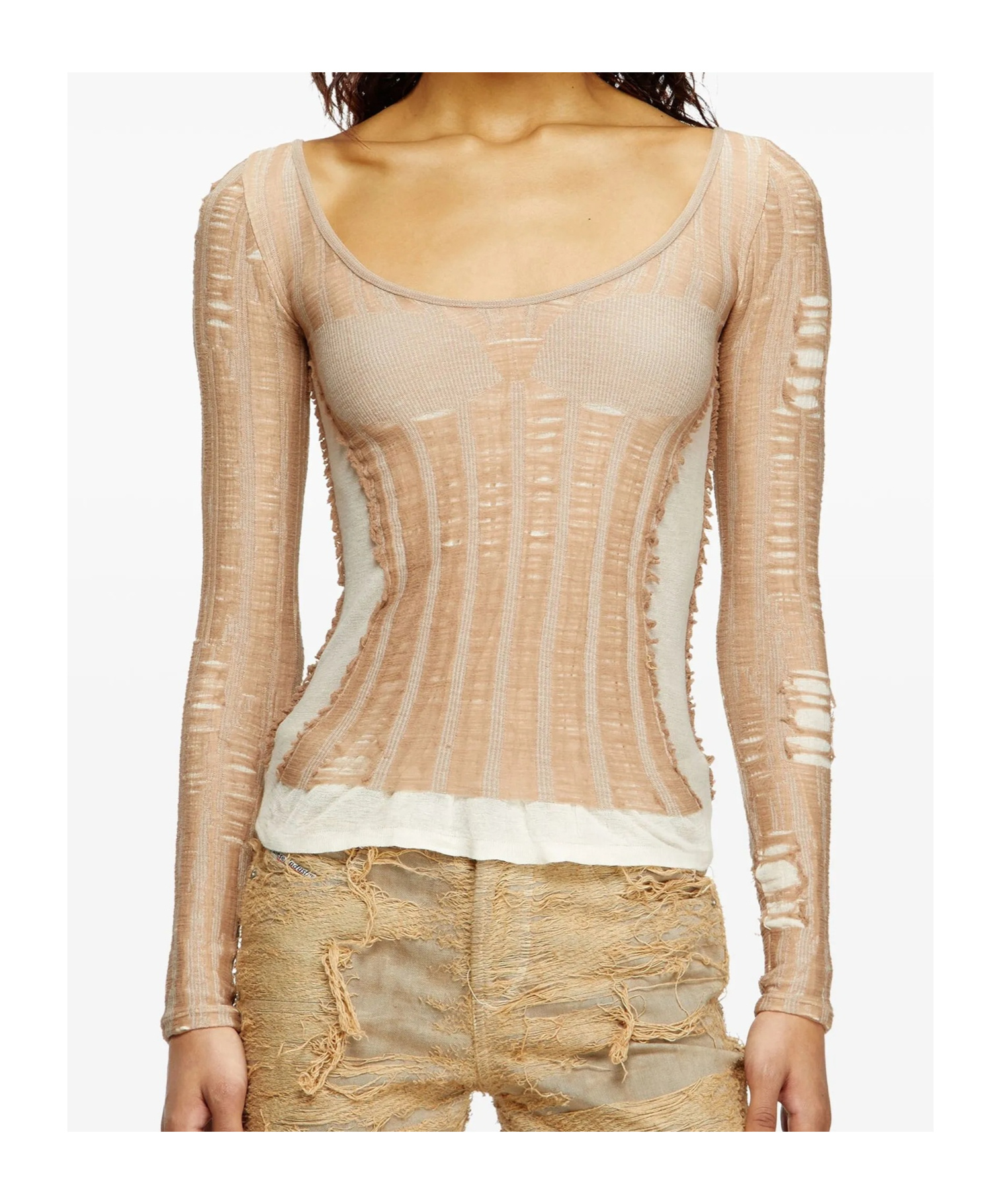 Diesel M-calai Long Sleeve Jersey In Nude