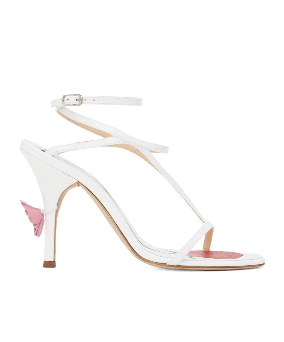 Magda Butrym Strappy Floral Decal High-heeled Sandals In White