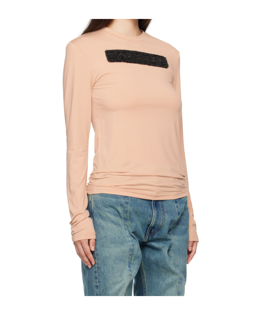 Y/project Beige Logo Patch Long Sleeve T-shirt In Nude