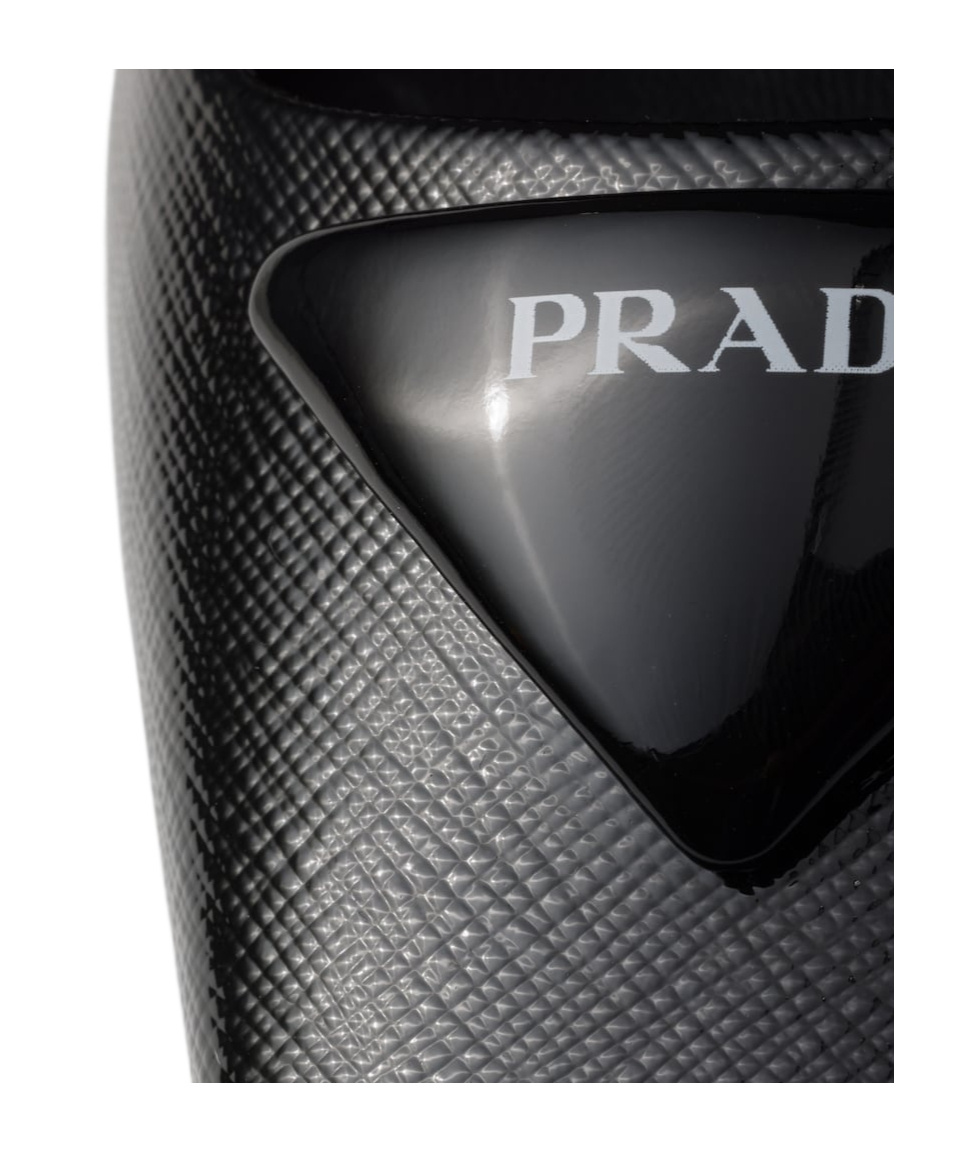 Prada Triangle Saffiano Patent Pump In Black
