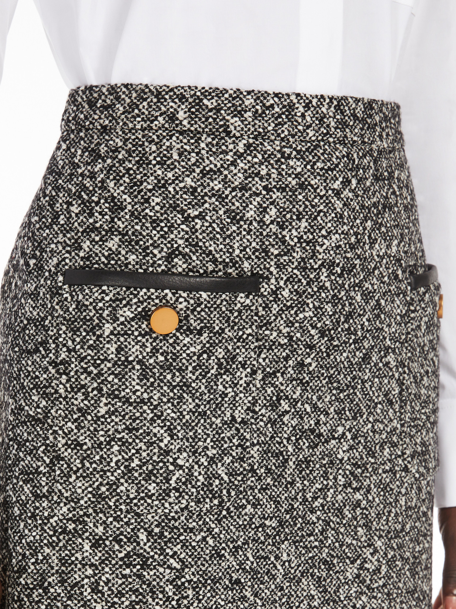 Max Mara Wool Tweed Miniskirt In Gray