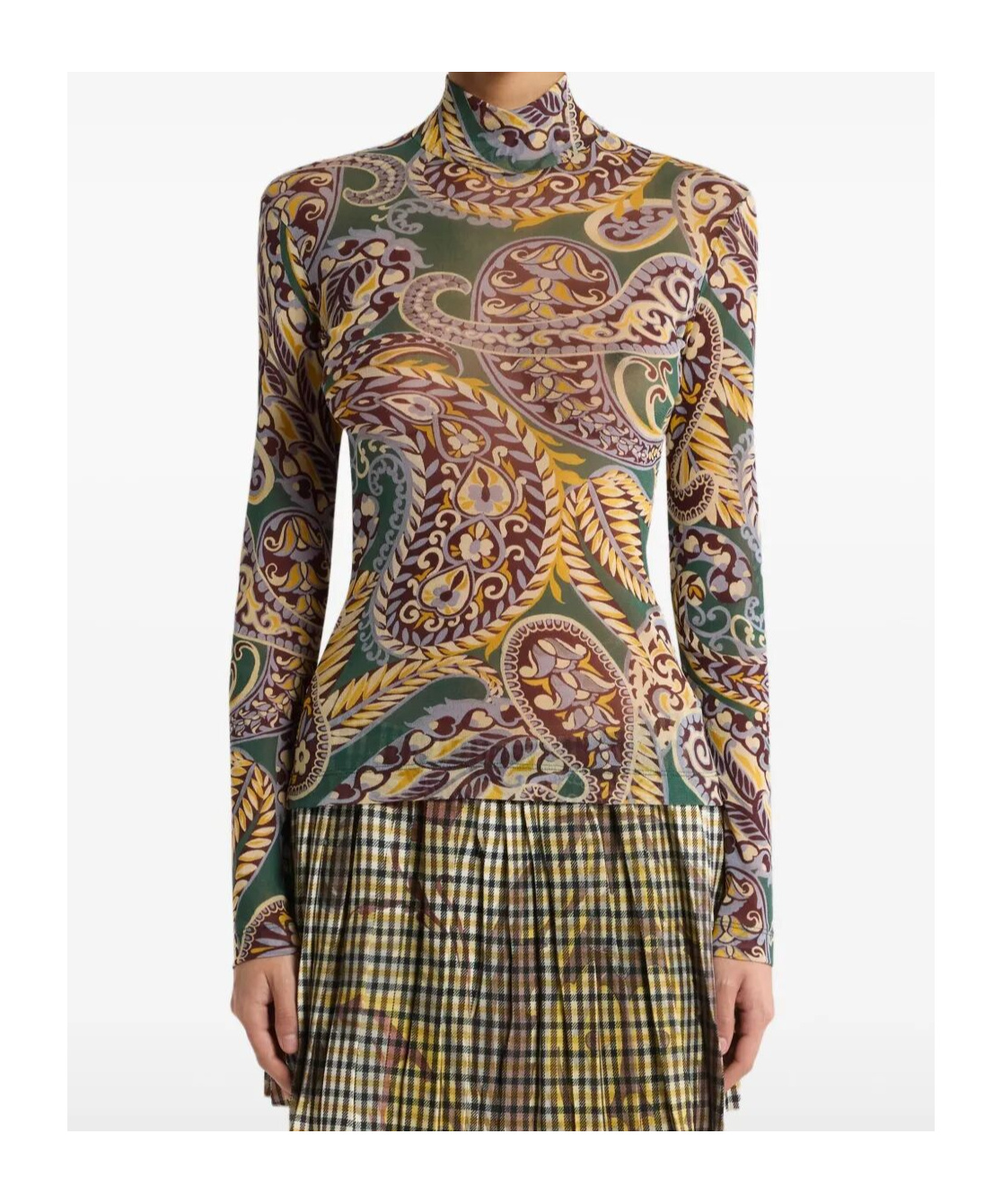 Etro Women High-neck Top With Paisley Pattern In Multi