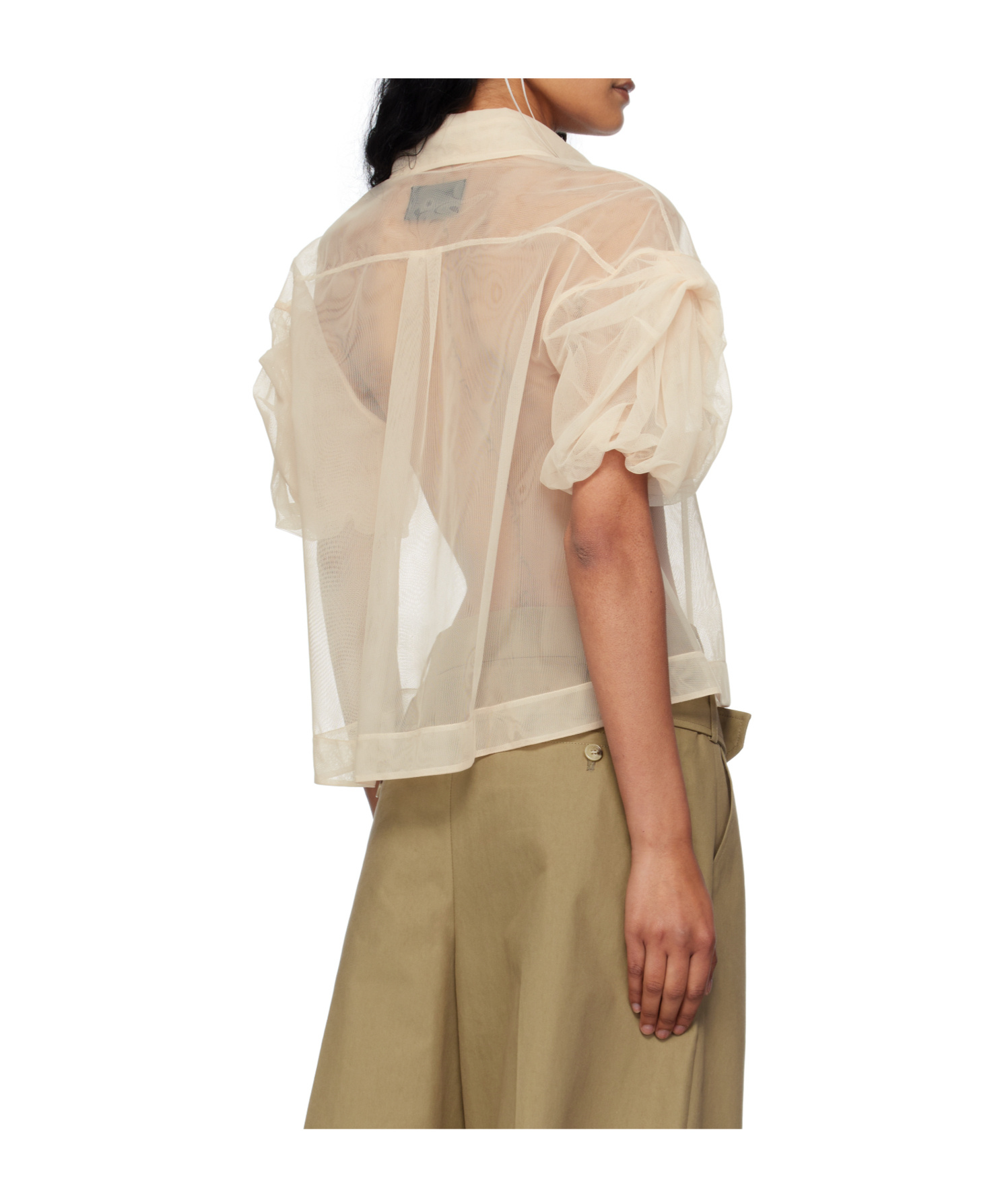 Simone Rocha Short Bow Puff Sleeve Shirt In Brown