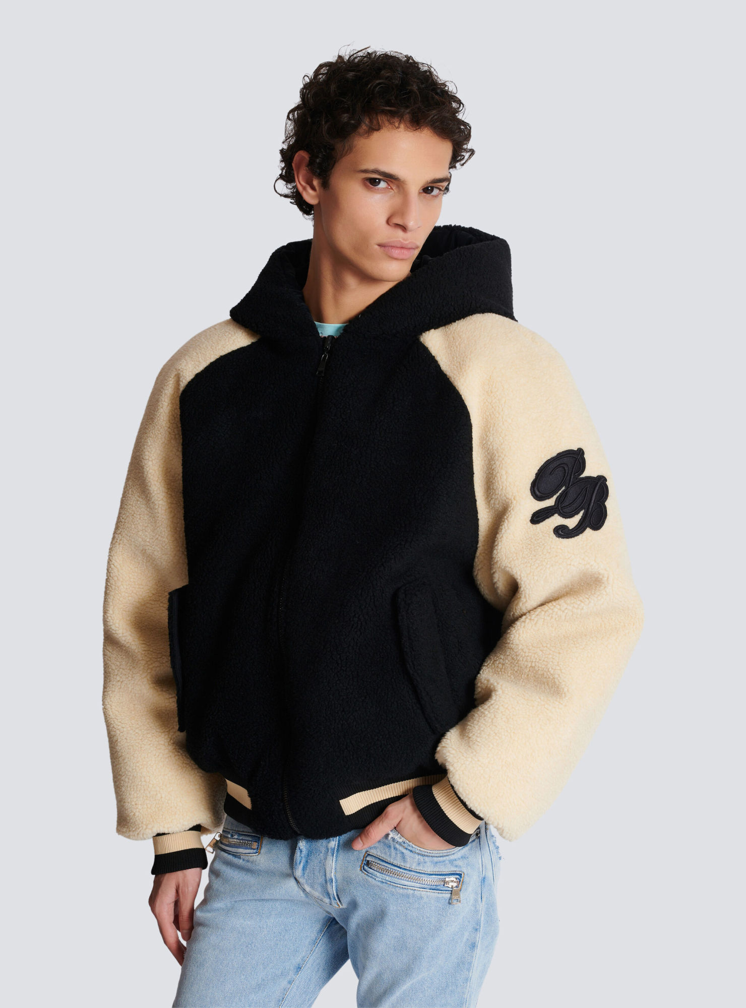 Balmain Faux-shearling Reversible Jacket In Black