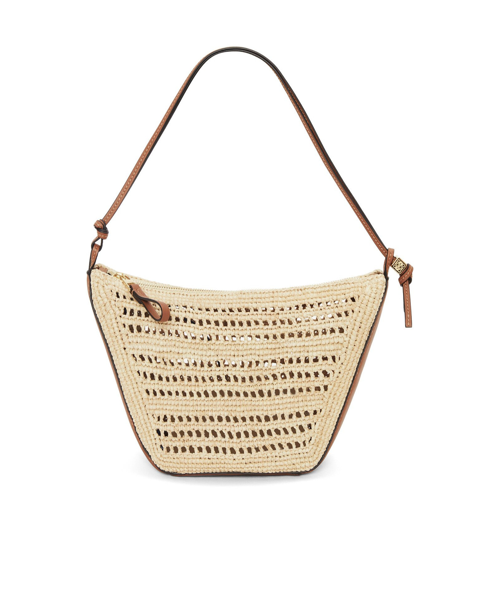 Shop Loewe Mini Hammock Hobo In Raffia And Calfskin In Nude