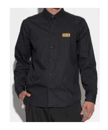 Versace Jeans Couture Logo Plaque Long-sleeved Shirt In Black