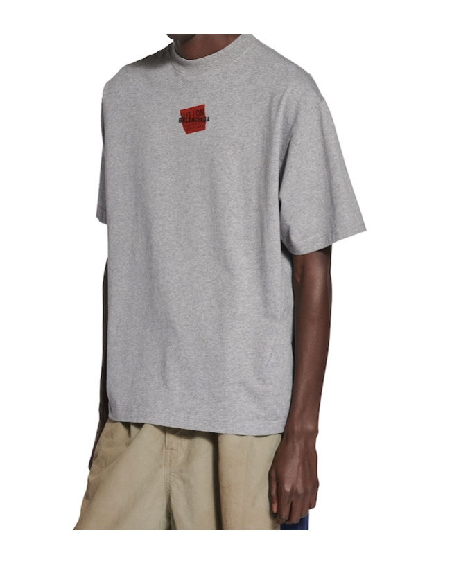 Balenciaga Short Sleeves Cotton Tee In Gray