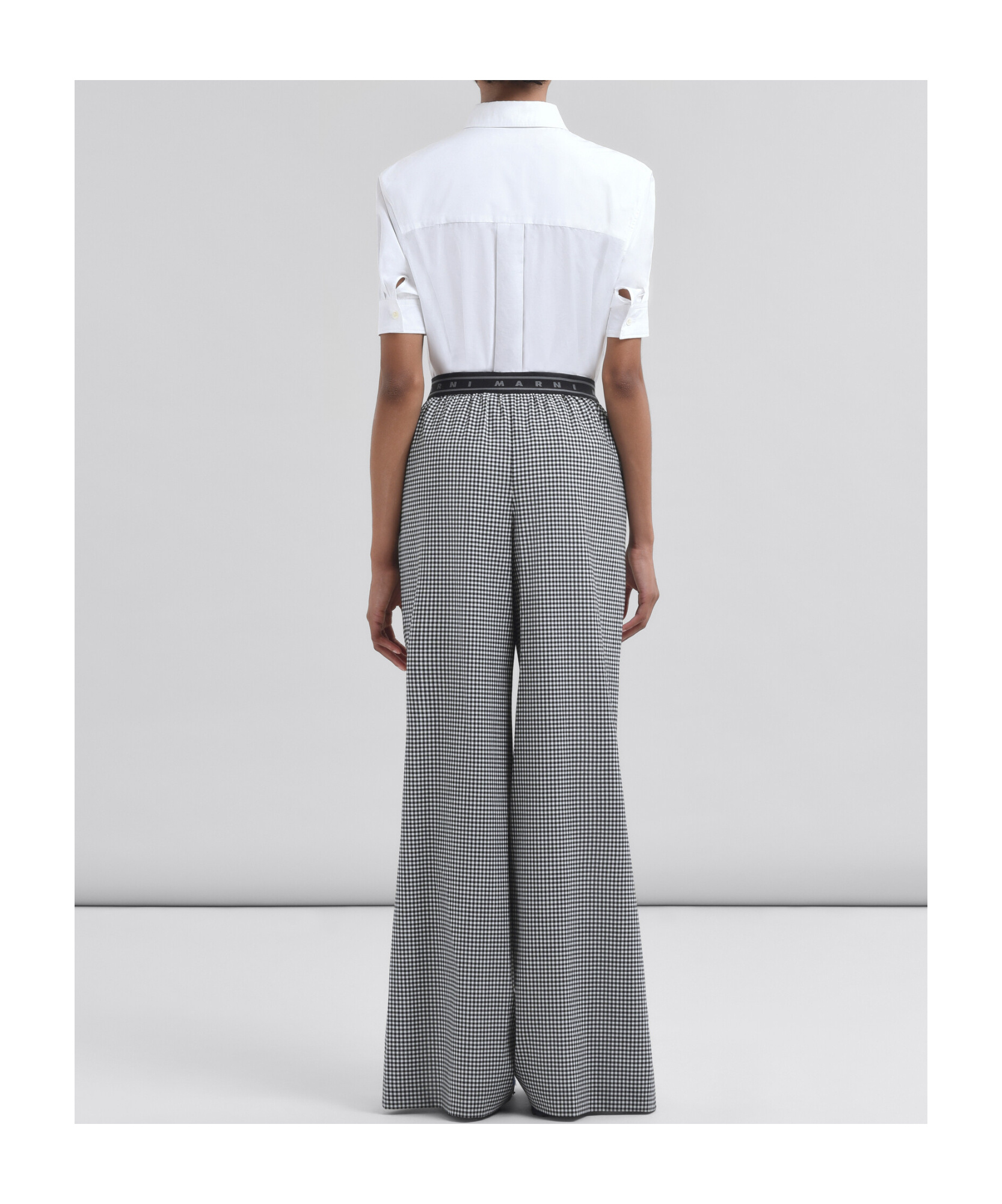 Marni Gingham-patterned Trousers In Gray
