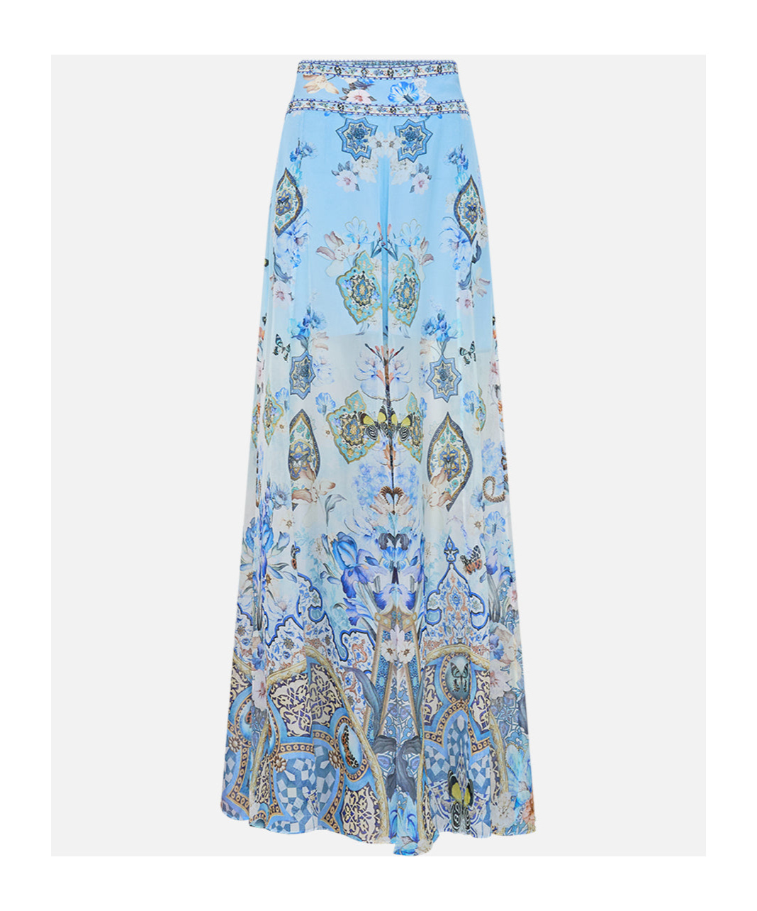 Camilla Sheer Wide Leg Pant Al Manial Palace Memoirs In Blue