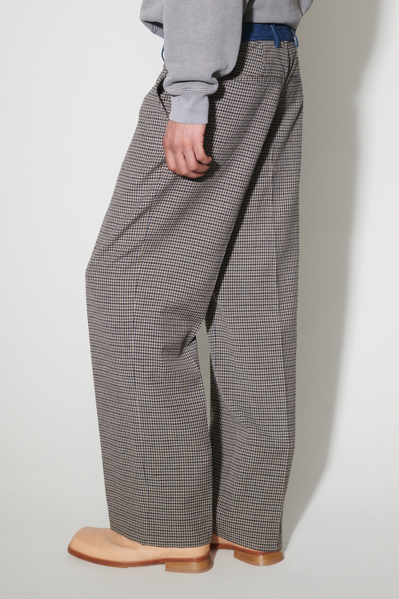 Our Legacy Plaid Wool Casual Trousers In Gray