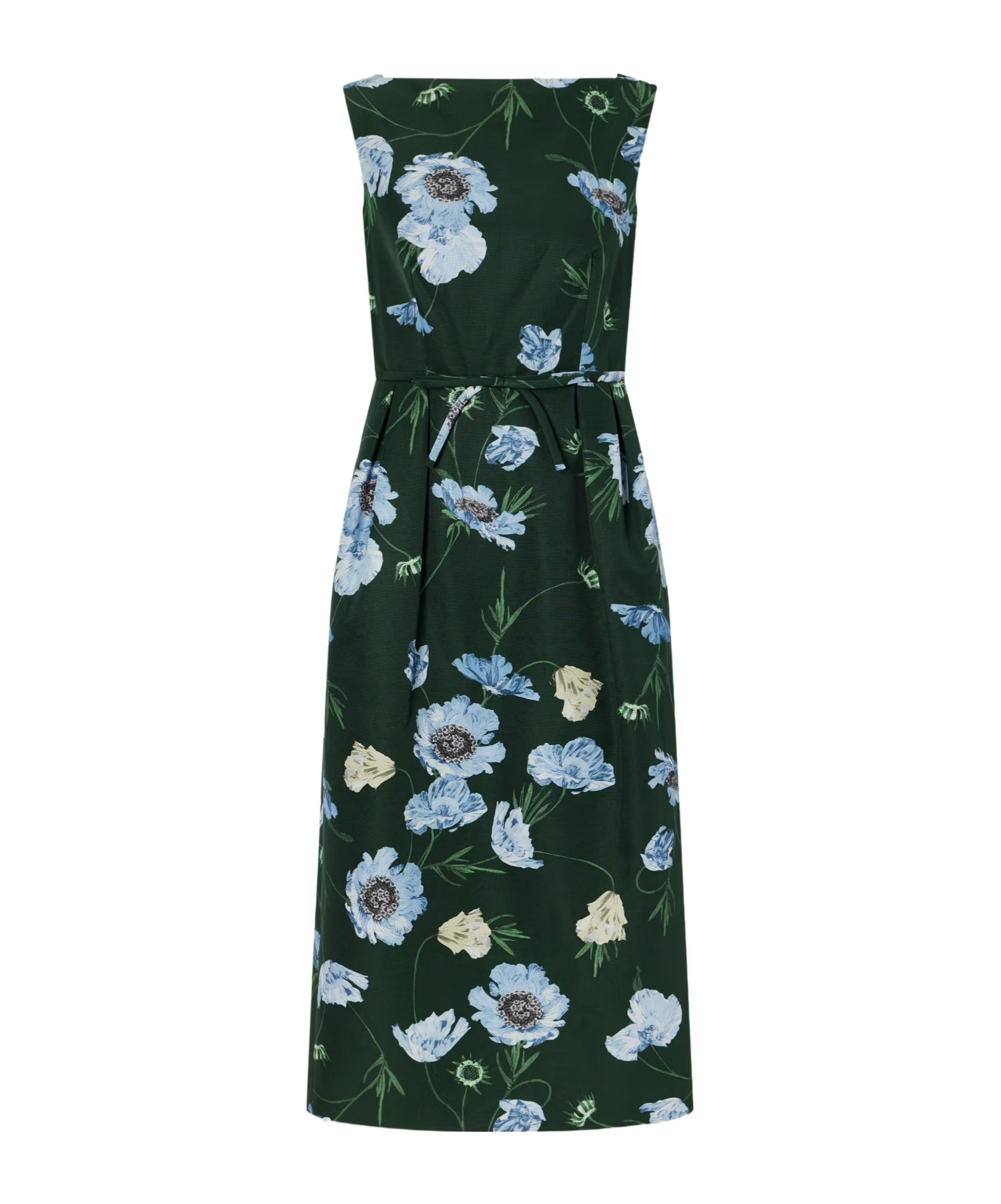 Erdem Floral-printed Cotton-blend Faille Midi Dress In Green