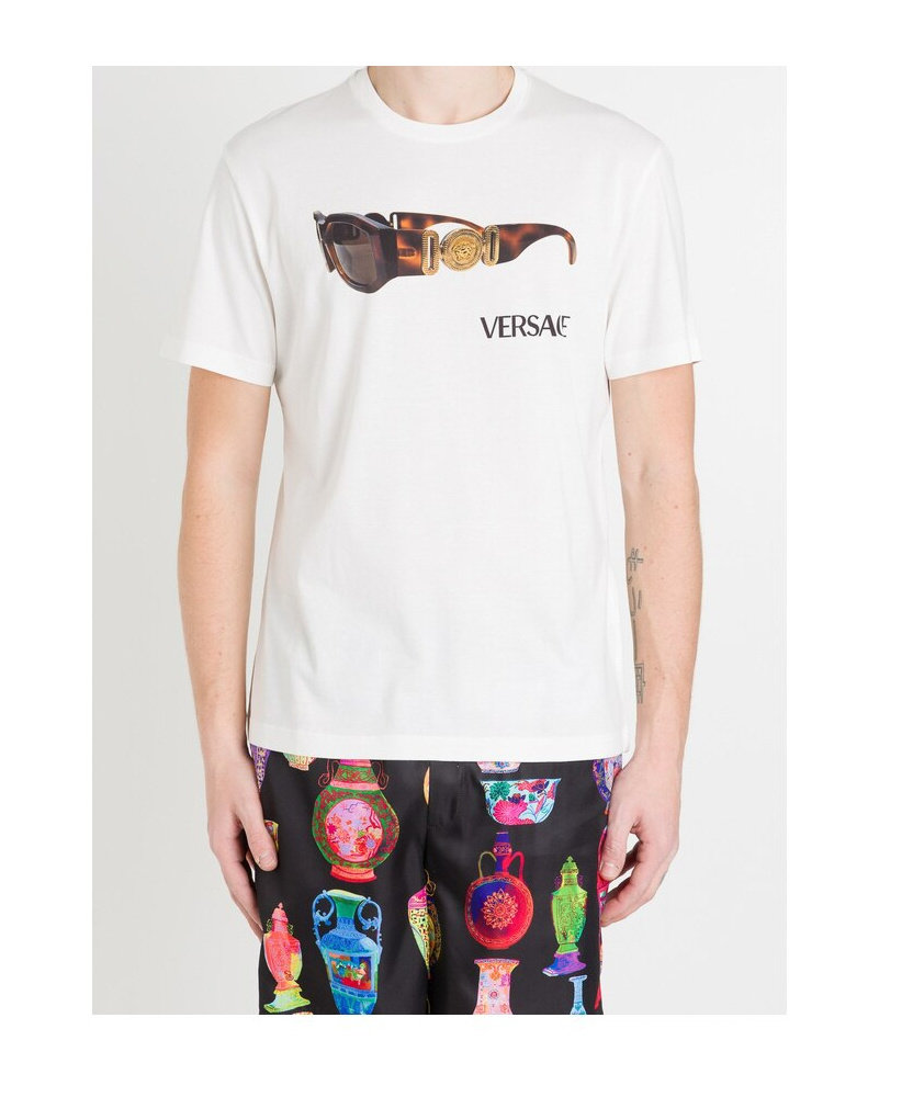 Versace Logo, Sunglasses, Printed T-shirt In White