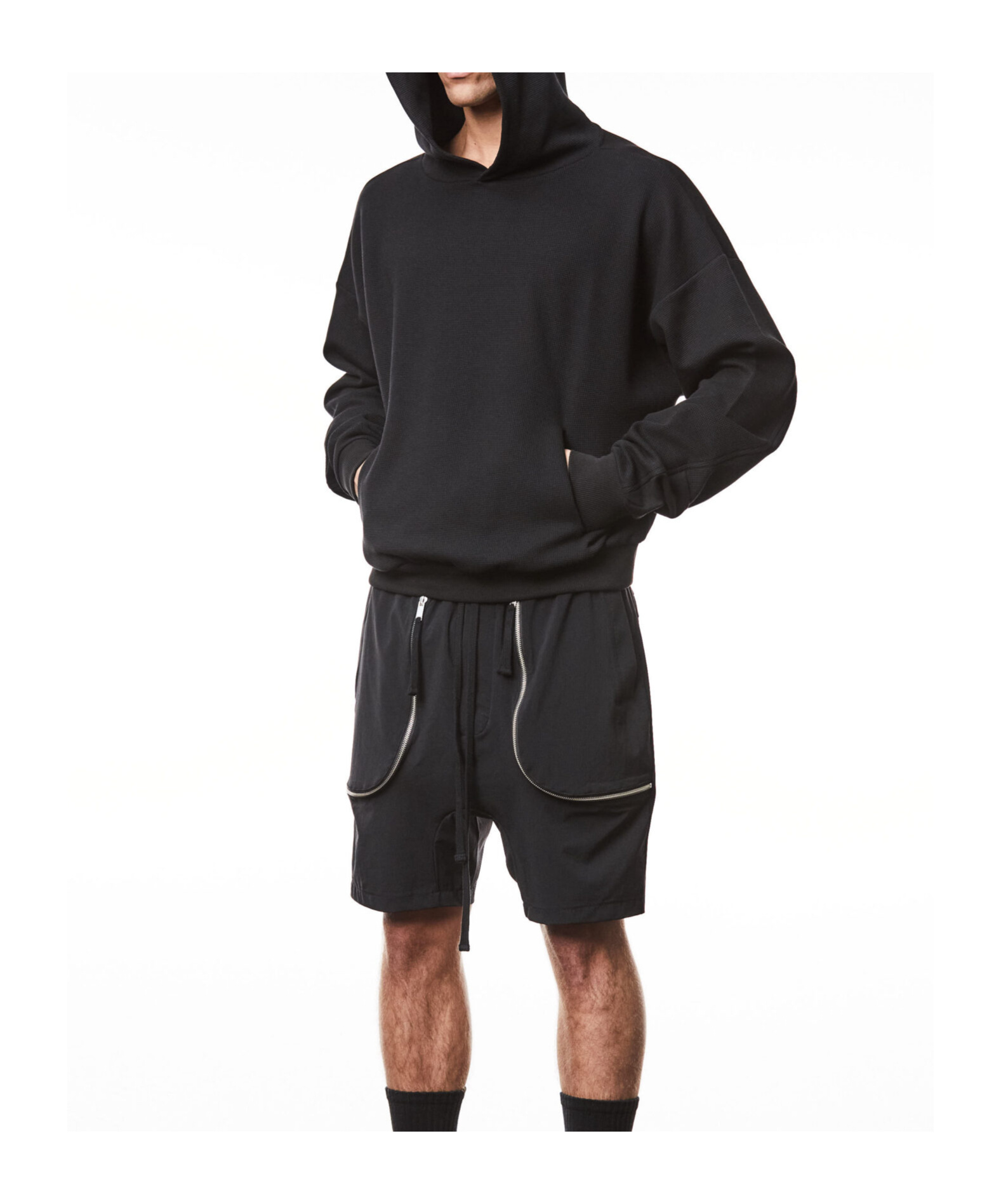 Thom Krom Long-sleeved Hooded Hoodie In Black