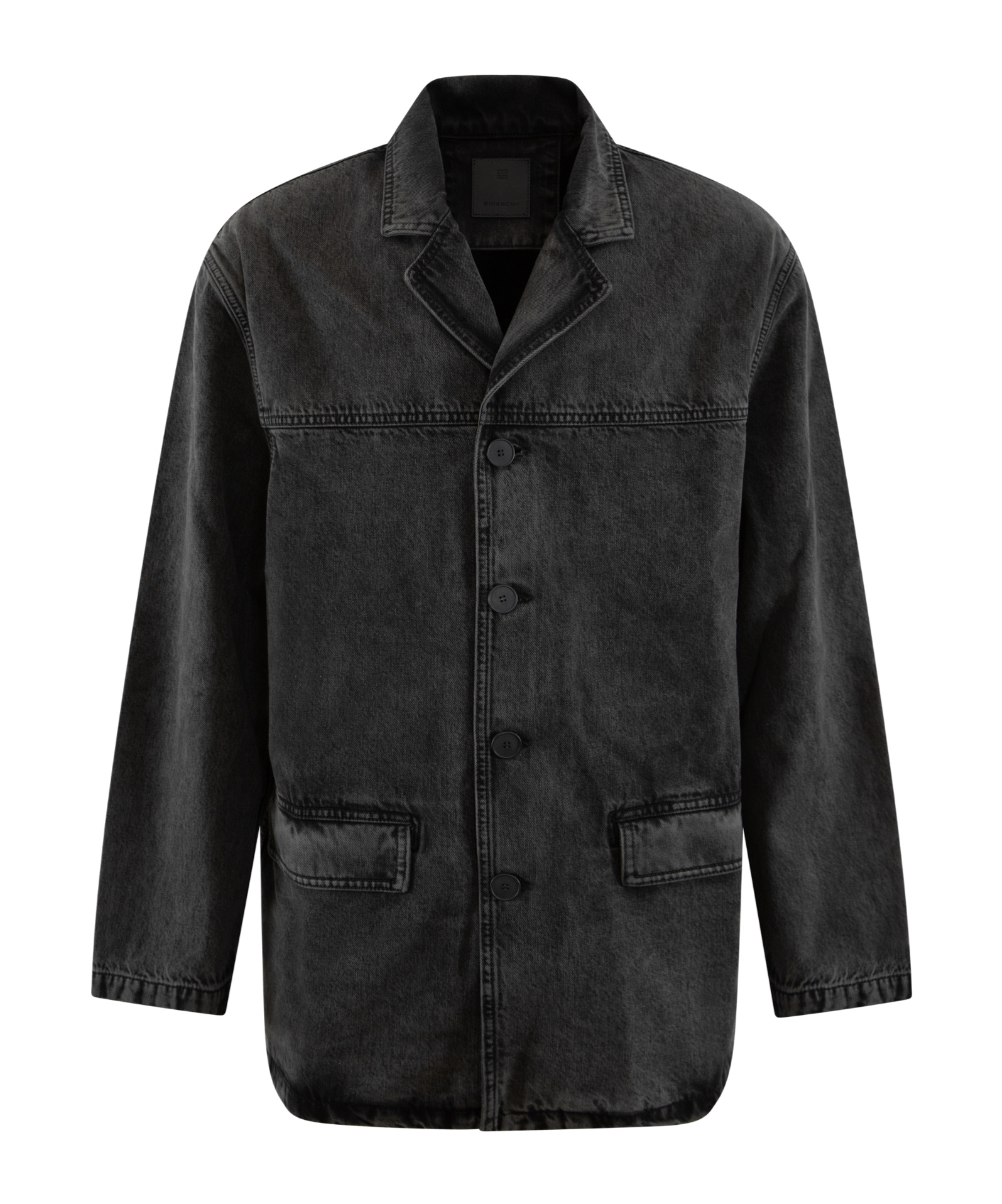 Givenchy Long-sleeved Denim Jacket In Black