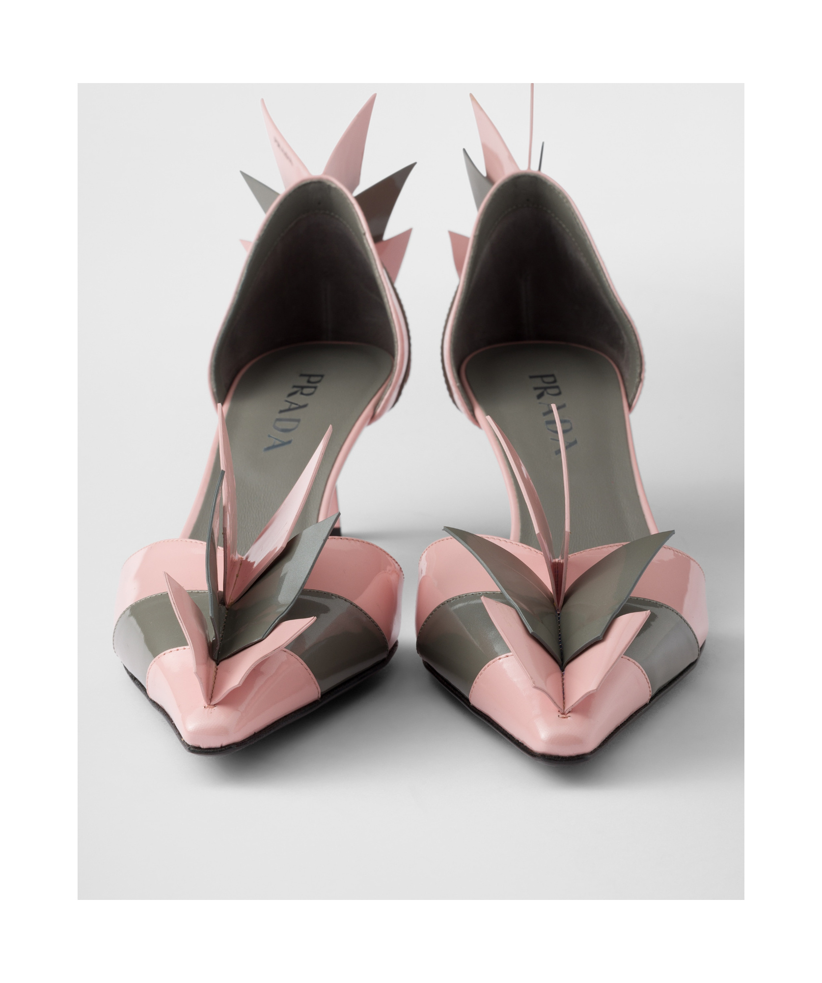 Prada Heel Pumps With Geometric Accents And Strappy Design In Pink