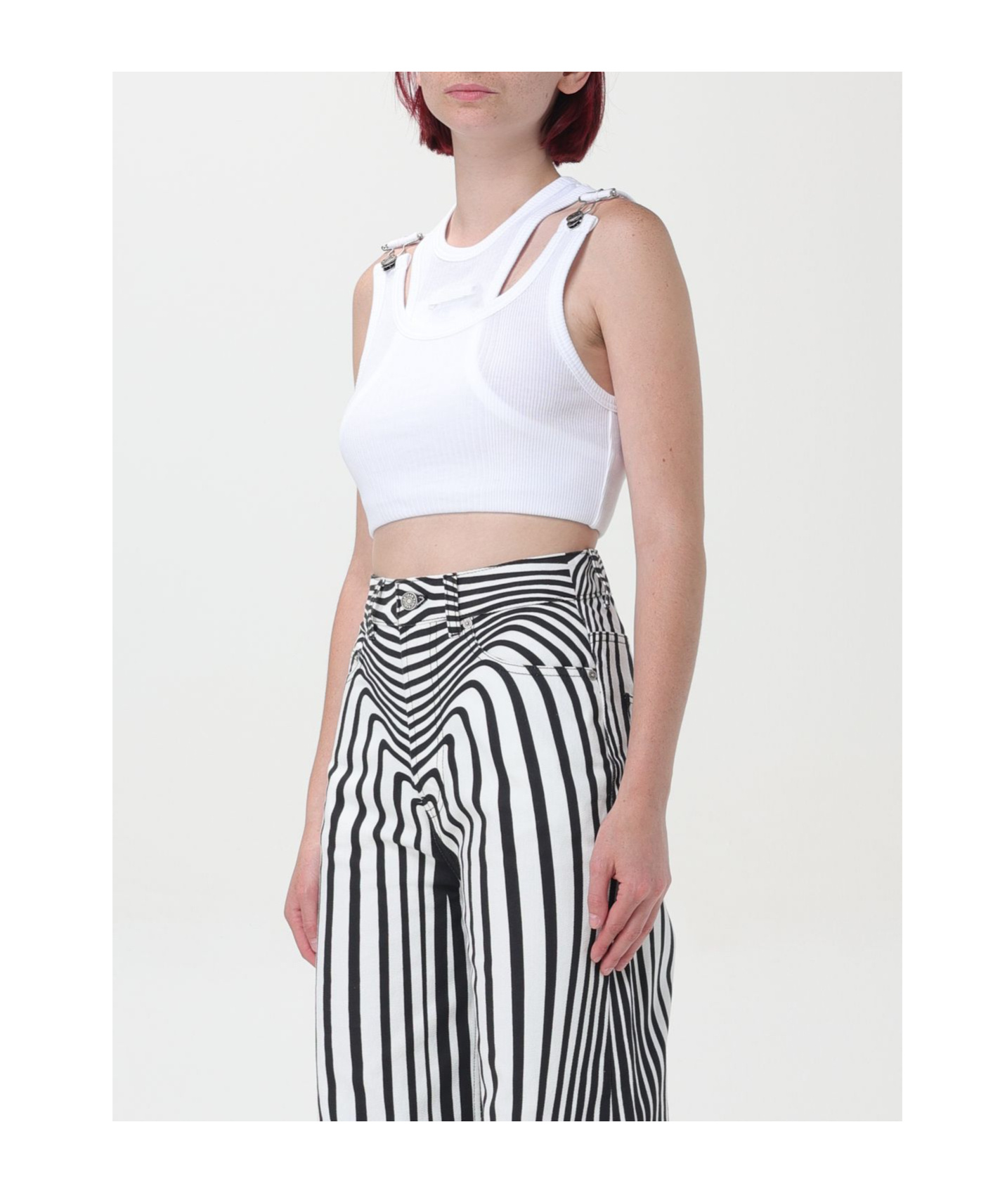 JEAN PAUL GAULTIER ASYMMETRIC COTTON CROP TOP
