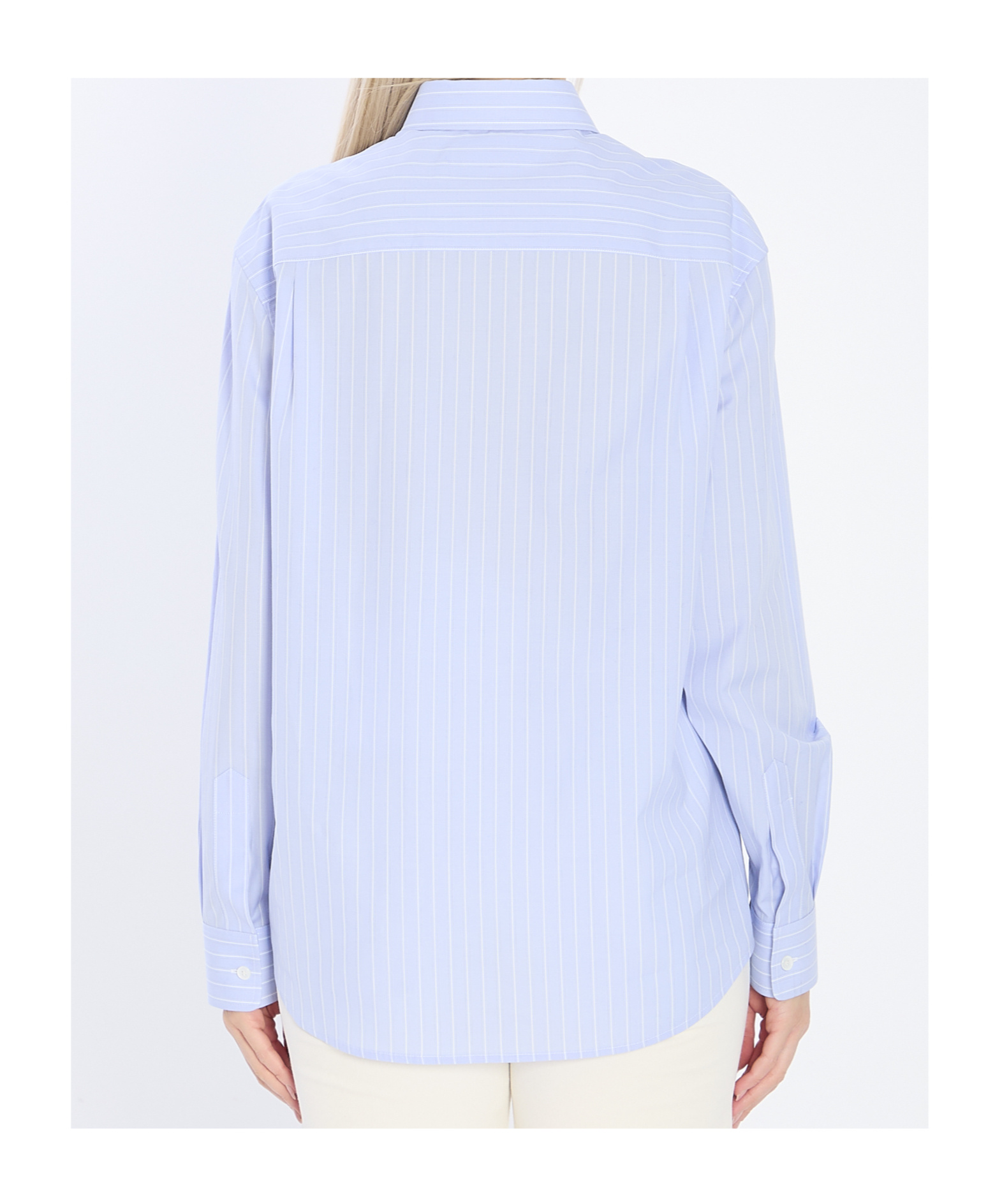 Celine Women Triomphe Striped Shirt In Blue
