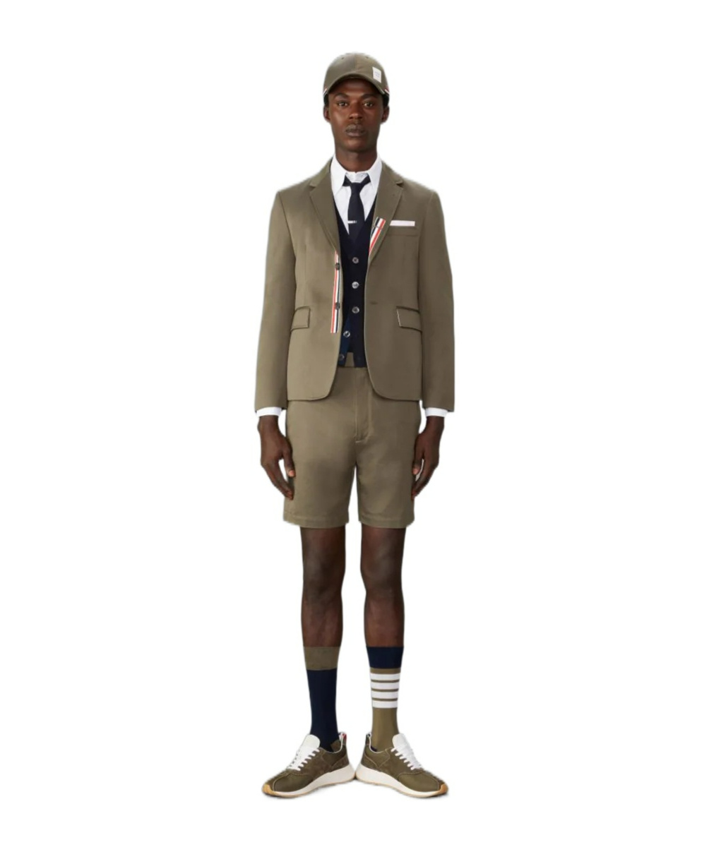 Thom Browne Straight-leg Cotton Twill Shorts In Brown