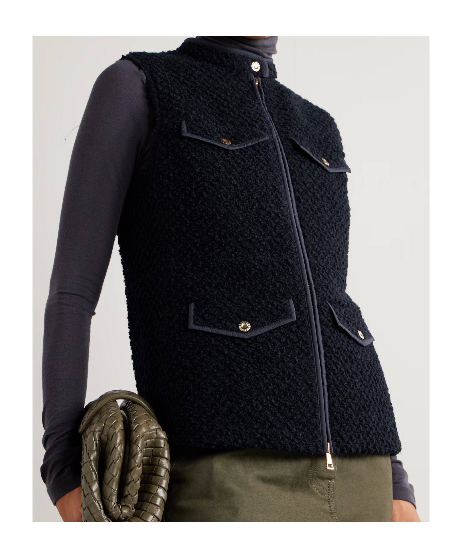Moncler Fallavier Virgin Wool Down Vest In Blue