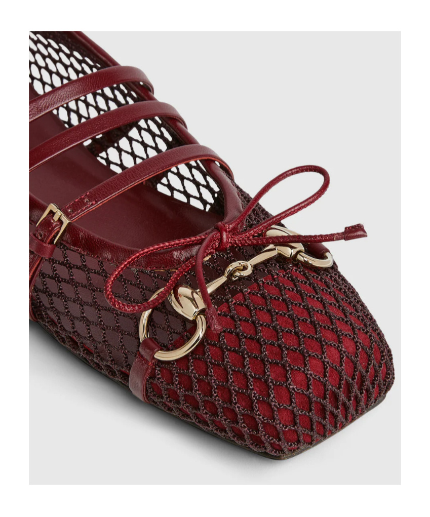 Gucci Net Nappa Triple-strap Horsebit Ballerina Flats