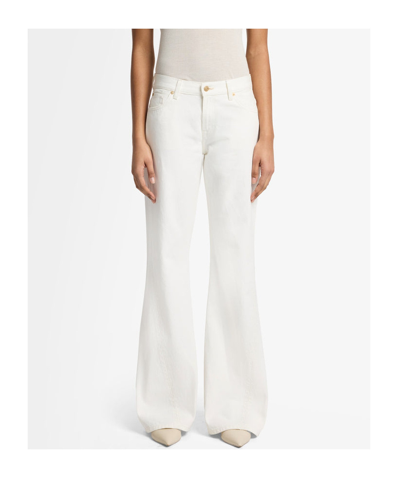 7 For All Mankind Slim Illusion Twisted Seam Spencer Flare In White