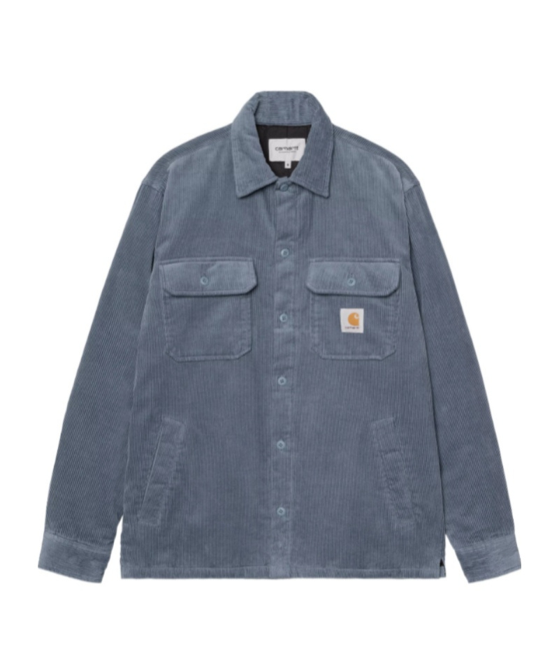 Carhartt Button-up Blue Jacket With Relaxed Fit In Blue