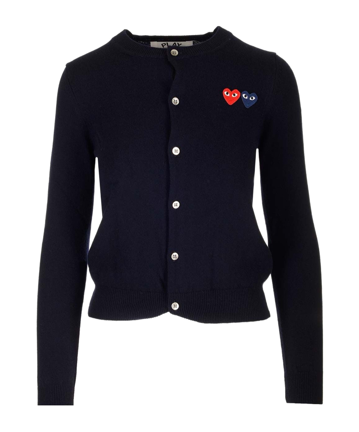 Comme Des Garçons Play Heart-patch Wool Cardigan In Navy