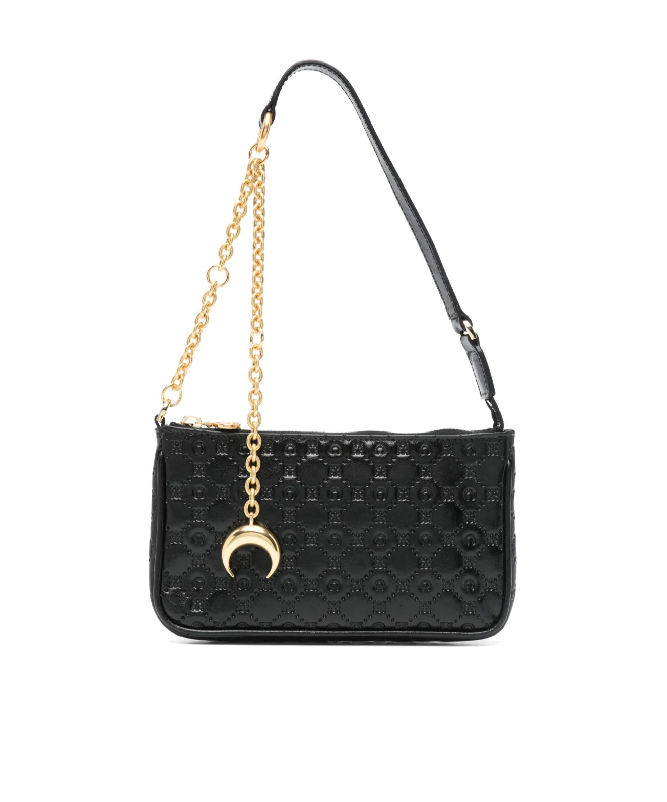 Shop Marine Serre Moonogram-embossed Shoulder Bag In Black