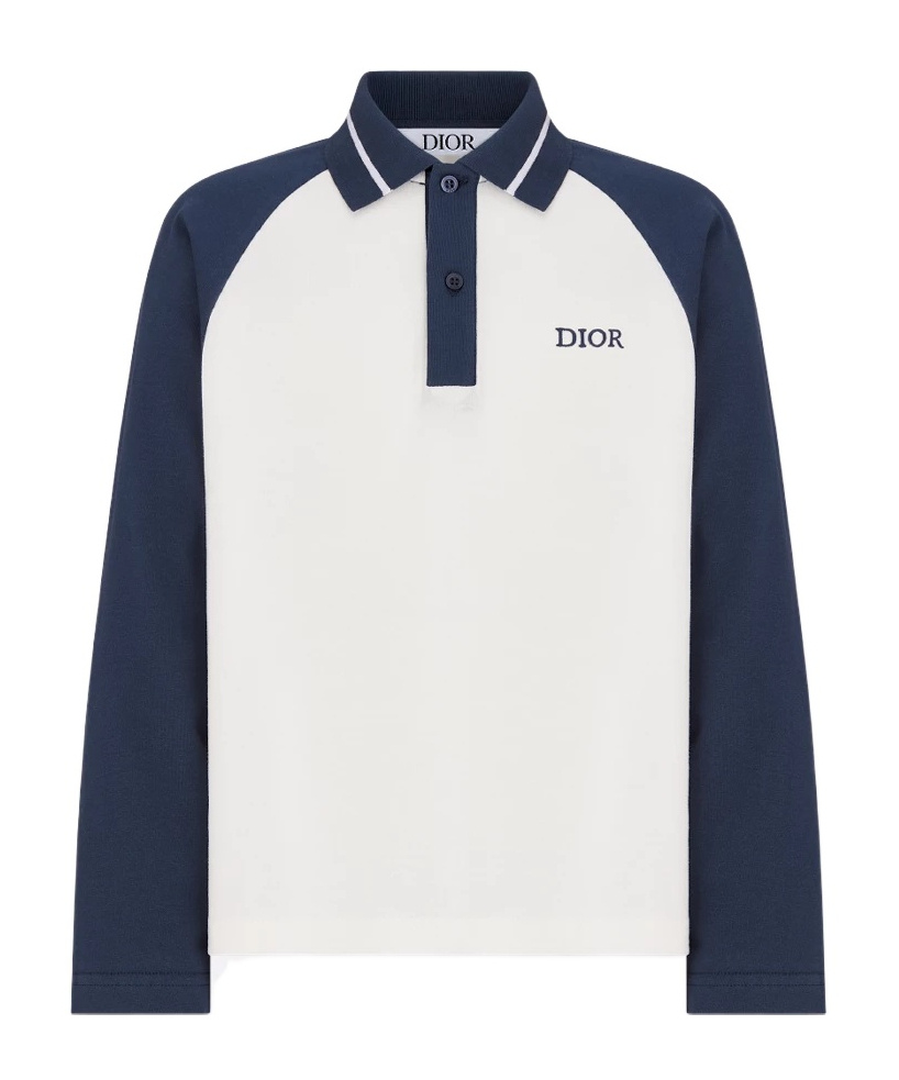 Dior Kids' Long-sleeved Polo Shirt In White