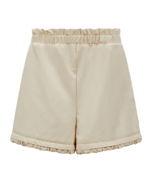 Moncler Ruffle-trimmed Cotton Blend Shorts In Nude