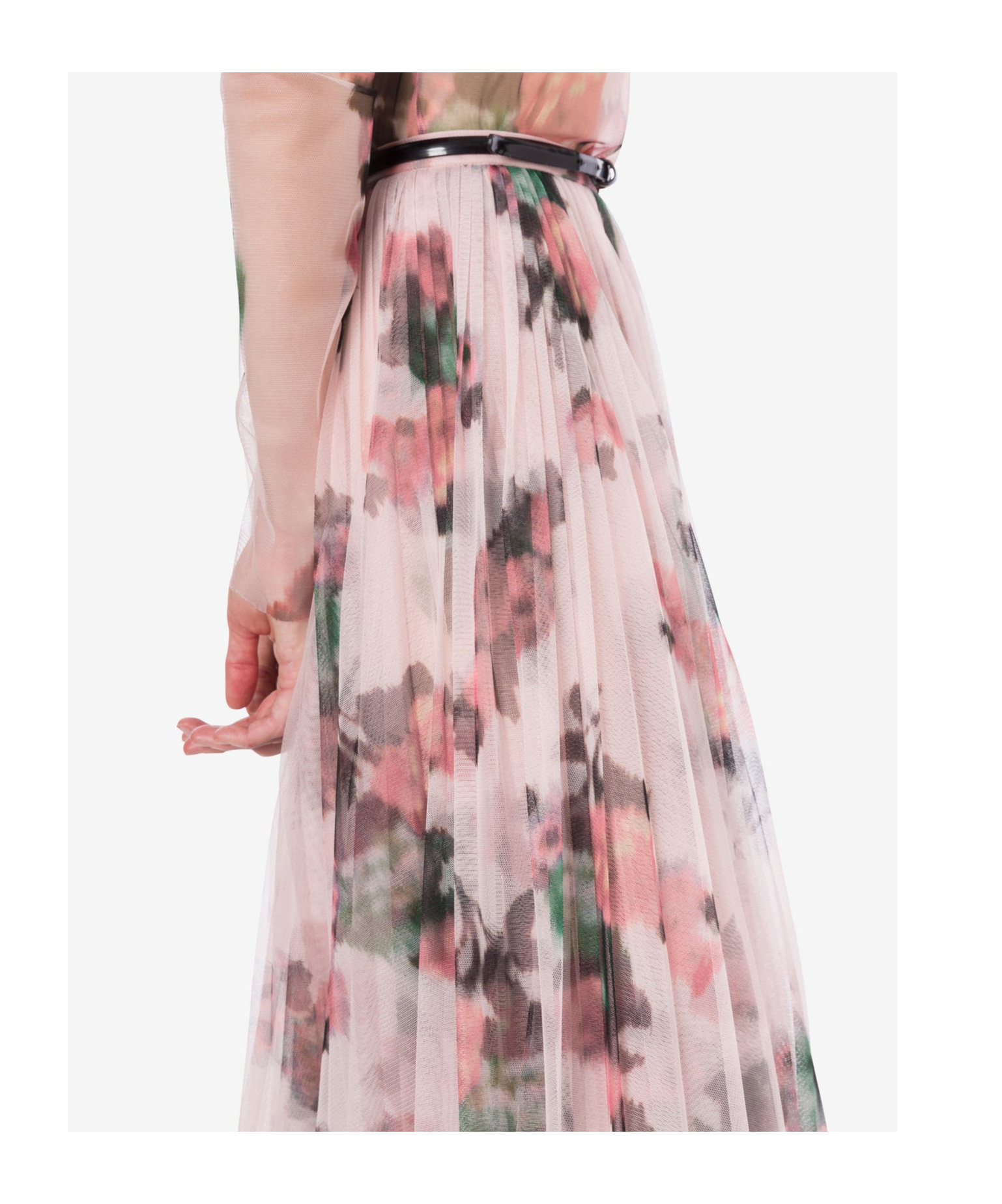 Philosophy Di Lorenzo Serafini Skirt Longuette In Tulle With Flower Print In Pink