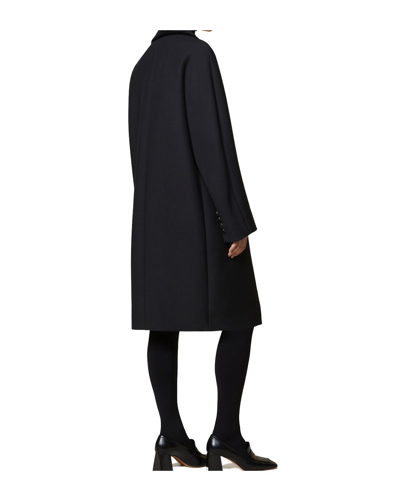 Max Mara Long-sleeved Coat In Black
