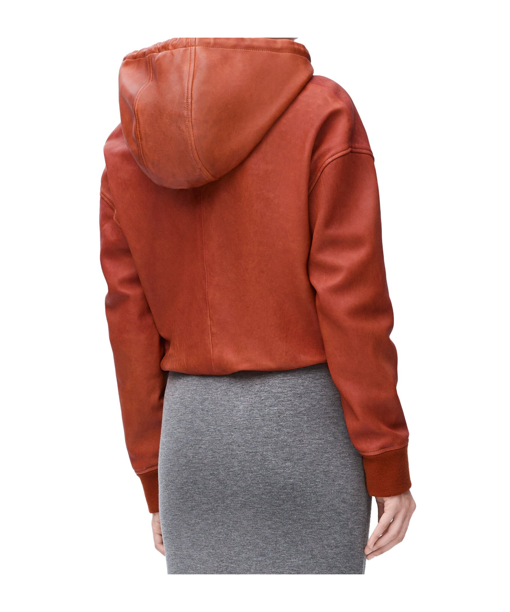 Loewe Leather Draped Hoodie In Orange