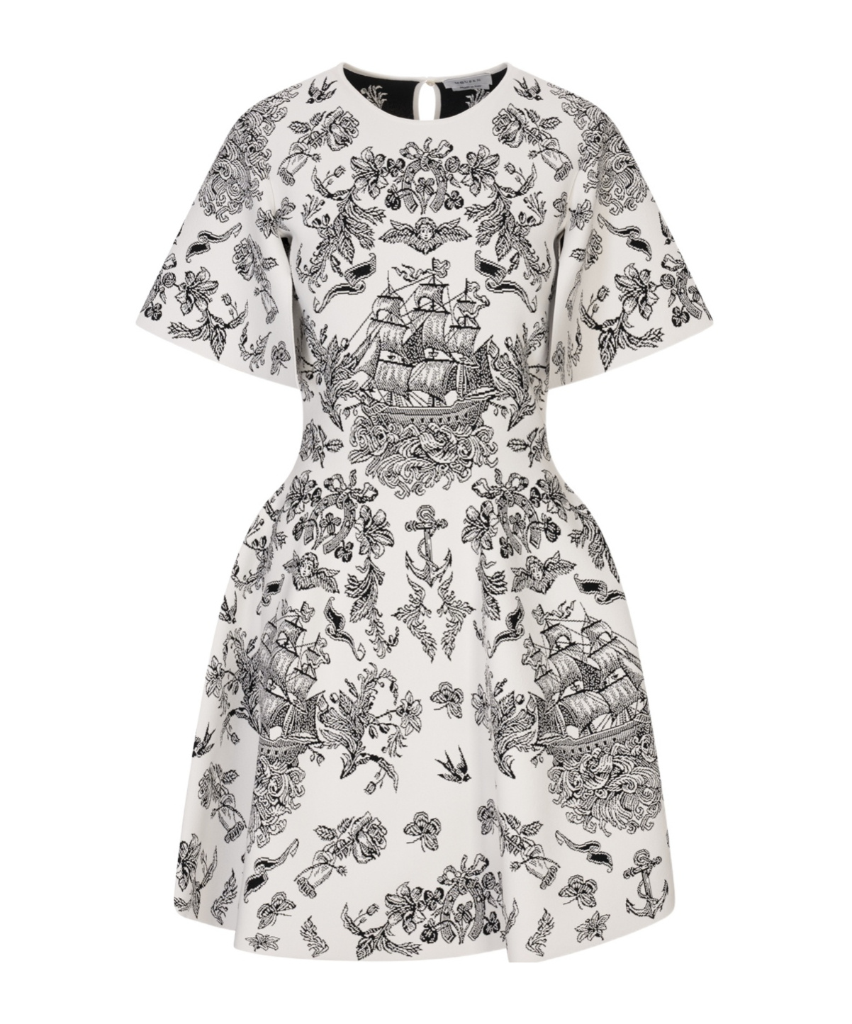 Alexander Mcqueen Short Sleeve Dress In Gray