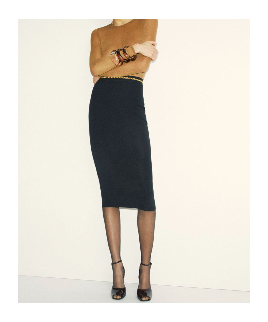 Saint Laurent Women's Stretch Pencil Skirt In Black