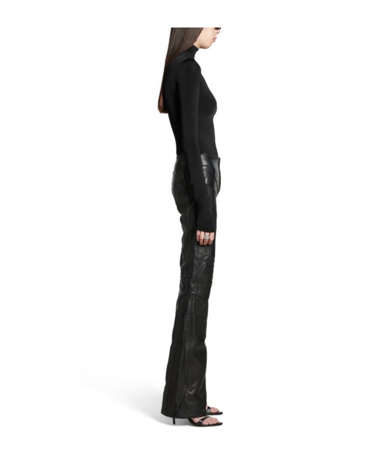 Balenciaga Low-waist Motorcycle Leather Casual Pants In Black