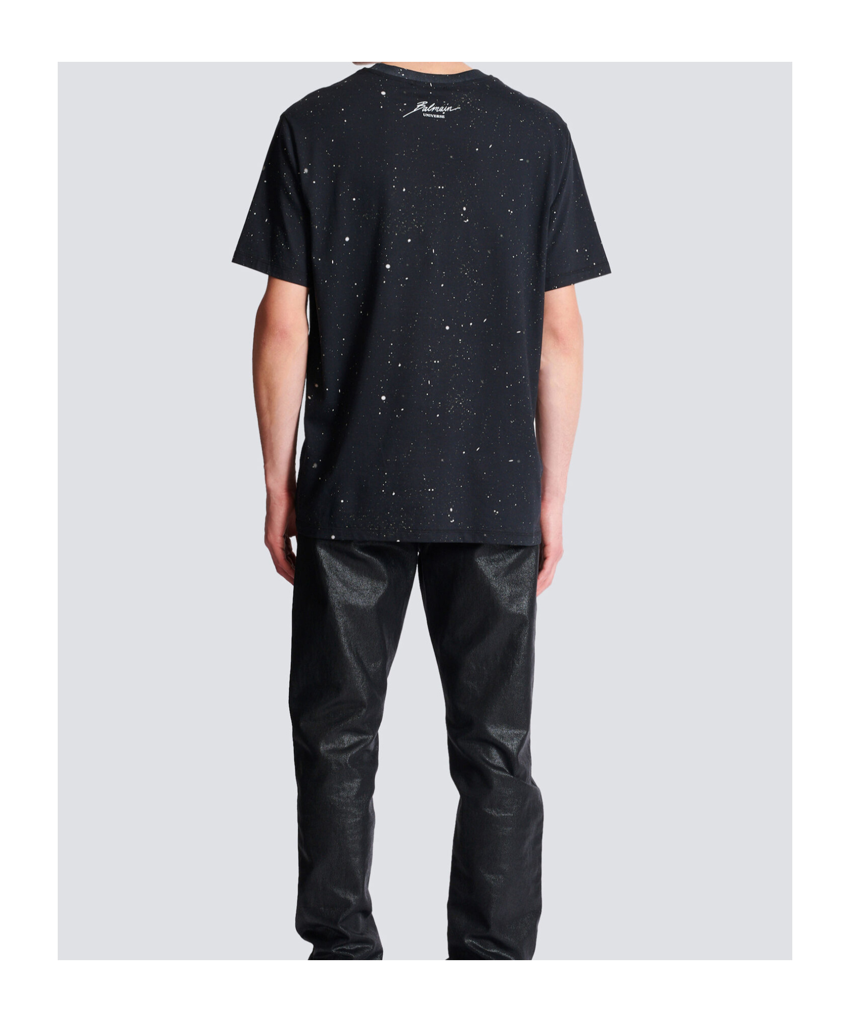 Balmain Earth And Stars Print T-shirt In Black