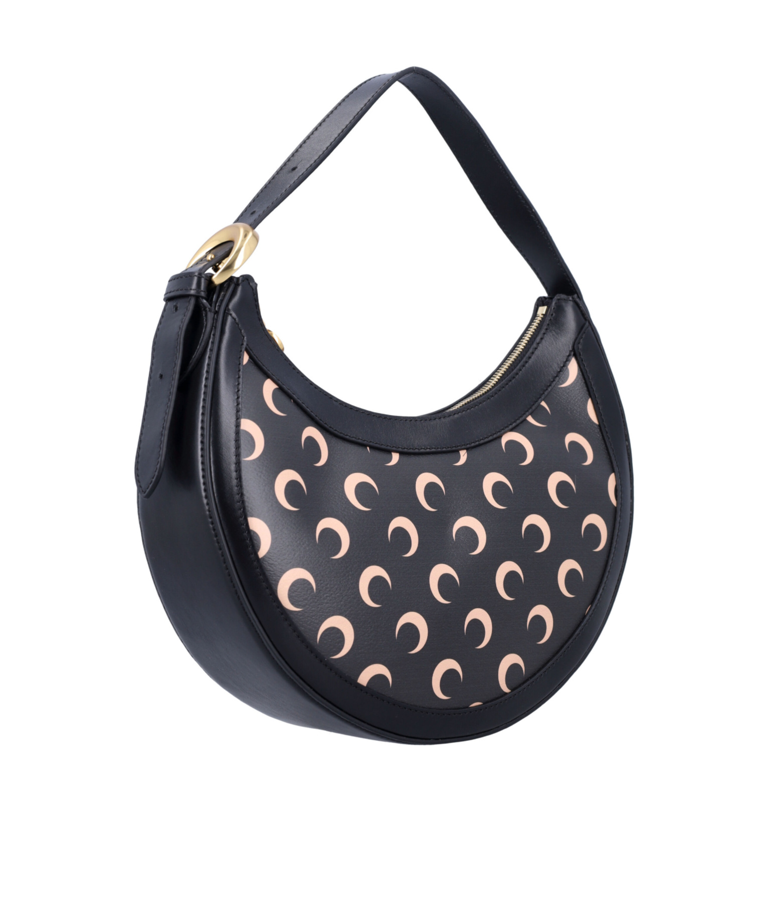 Marine Serre Zipper Shoulder Bag In Black