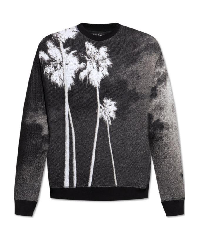 Palm Angels Palm Culture Print Crewneck Sweater In Black