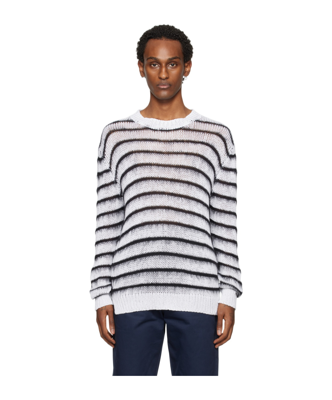 Marni White Stripe Sweater In White