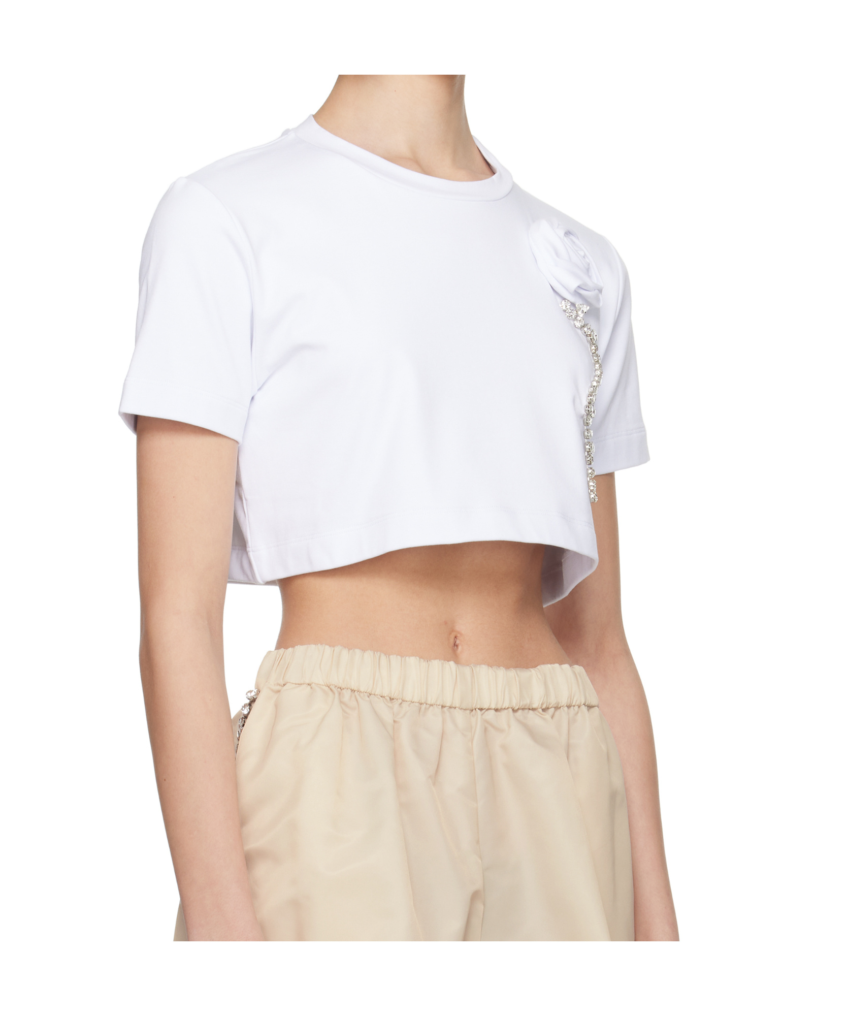 AREA CRYSTAL-EMBELLISHED CROPPED T-SHIRT 