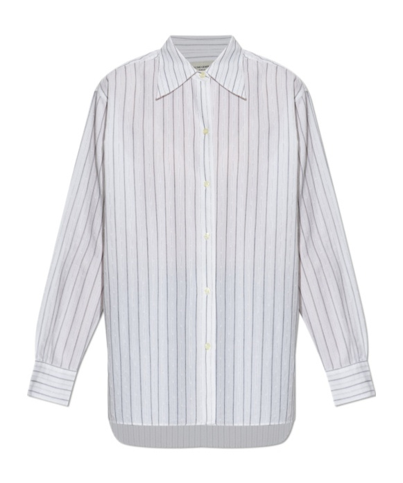 Officine Generale Pinstripe Cotton Shirt In White