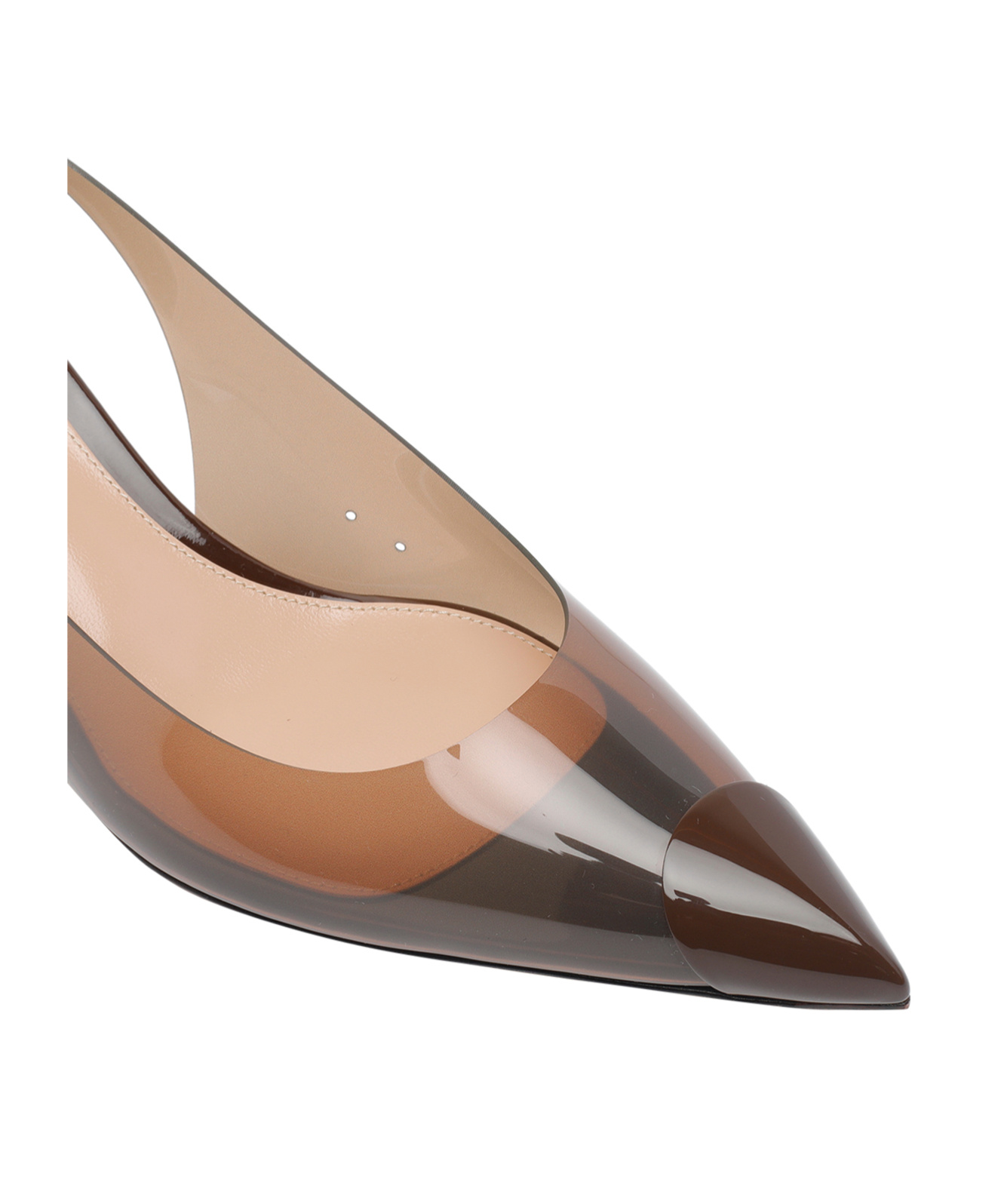 Gianvito Rossi Transparent Slingback Kitten Heel Pumps In Brown